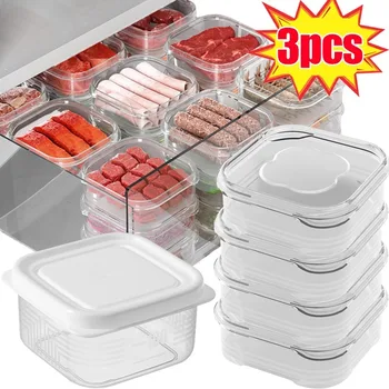 Коробка для консервирования мяса и пищевых продуктов в холодильнике Прозрачная Коробка Для хранения Коробка для замораживания мяса Пищевого качества Домашний Органайзер для хранения Овощей