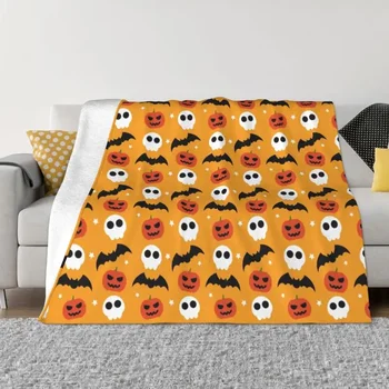 Одеяло с изображением тыквы, призраков и летучих мышей на Хэллоуин, 3D принт, мягкие фланелевые флисовые теплые пледы для дома, постельное белье, покрывала для диванов 6