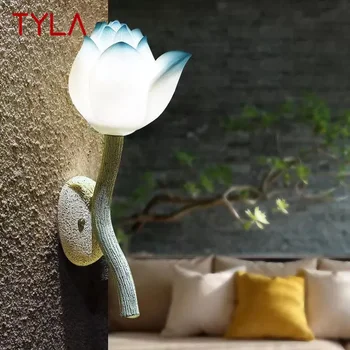 Настенный светильник в китайском стиле TYLA Art Lotus Wall Lamp Оригинальность Гостиная Спальня Чайная комната Коридор Декоративный декоративный светильник 20
