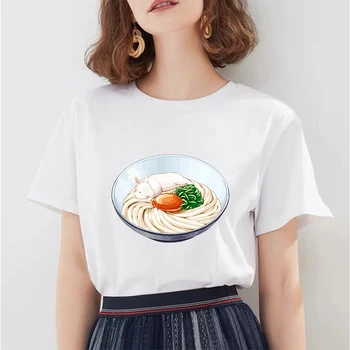 Забавное искусство Японская еда Милый Подарок Женская футболка Эстетичная Хлопковая уличная одежда Аниме Белая футболка Harajuku Kawaii Женская футболка 14