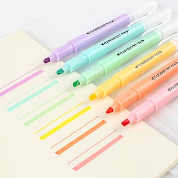Набор из 6 цветных карандашей-хайлайтеров Clear View Tip, хайлайтер для учебы, школьные канцелярские принадлежности 11