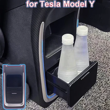 для Tesla Model Y, Органайзеры для хранения на заднем сиденье, Ящик для бутылок с водой, держатель для ящиков, Измененный Декор, Аксессуары для интерьера, Лоток для салфеток 21