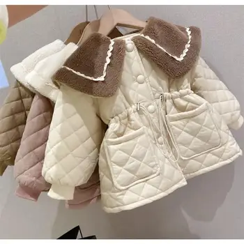 2023 Совершенно Новые зимние пальто для маленьких девочек, Модное Толстое теплое пальто с хлопковой подкладкой, детская одежда принцессы на День рождения T108 5