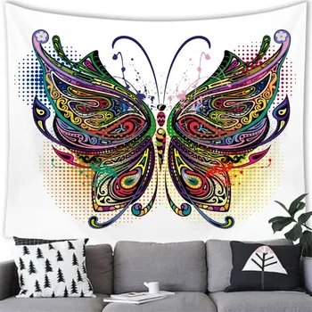 Красивый гобелен с бабочками, образец бабочки, висящий на стене, украшения для вечеринок и дома, фон, гобелен с бабочками, висящий на стене. 13