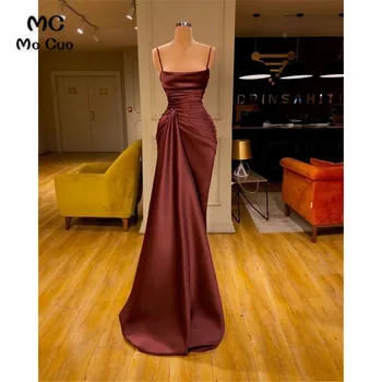 Бордовые простые длинные вечерние платья для выпускного вечера для женщин, блестящее атласное вечернее платье на шнуровке сзади 8