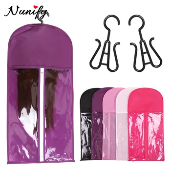 Нетканые сумки для волос с пластиковой вешалкой, набор для нескольких париков, держатель для наращивания волос, Розовая сумка для париков с вешалкой, Фиолетовая сумка для хранения 12