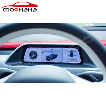 Автомобильная приборная панель Android с виртуальным приборным щитком для Tesla Model 3 Model Y, цифровой кластерный дисплей, Мультимедийный плеер из углеродного волокна 6
