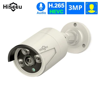 Наружная камера безопасности 3MP POE LED 3шт со звуком Ночного видения, Обнаружение движения, Удаленный доступ, Водонепроницаемый Встроенный микрофон 24