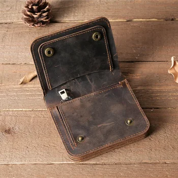 Винтажный мужской кошелек из натуральной кожи ручной работы с карманом для монет на заказ, мужской кошелек с карманом для монет на молнии 8