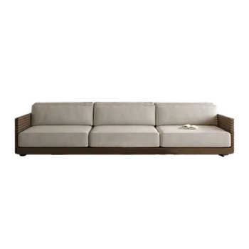 Комбинация диванов в новом китайском стиле, современная и простая ткань из массива дерева, диван для гостиной, дерево черного ореха