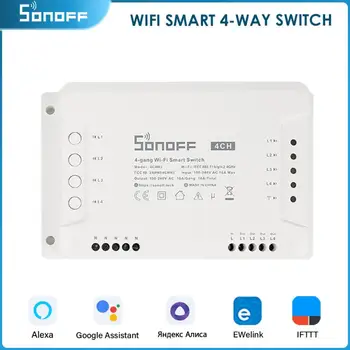 SONOFF 4CHR3 4CHPROR3 4-gang/4-Way Wifi Smart Switch 433 МГц RF Управление Умный Дом Поддержка Alexa Google Smartthings Alice Esp32 18
