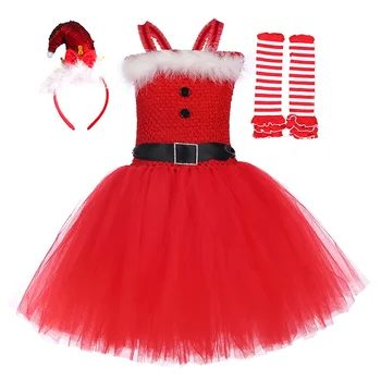 Рождественский эльф Играет персонажа сказки Одежда для маленькой девочки 2023 2024 День Рождения принцессы Милая Красная Танцевальная Балетная юбка 18