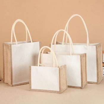 Многоразовая Джутовая хозяйственная сумка, сумки большой емкости для женщин, сумка для продуктов из мешковины, Эко-сумка, женская сумка-тоут, Тканевая сумка для покупок, кошелек 22