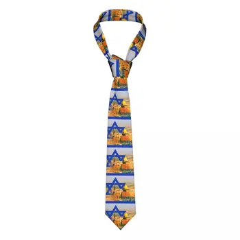 Мужские официальные шелковые галстуки с флагом Израиля в пустыне Негев на заказ. 7