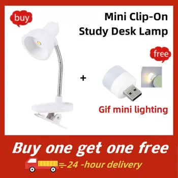 Мини-настольная лампа для учебы с креплением на батарейках, Гибкая прикроватная тумбочка, осветительные лампы, светодиодная мини-лампа для чтения книг, лампа для чтения 23