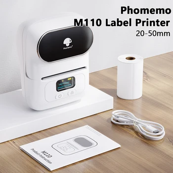 Портативный Принтер Этикеток Phomemo M110 Mini Thermal Self-Adhesive Sticker Printer Цена Карманной Бирки Для телефона 50 мм Принтер Этикеточных Наклеек 23