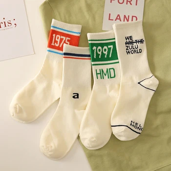 Белые носки, спортивные чулки ins tide personality, корейская версия носков для колледжа, летние тонкие носки, 1 пара