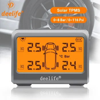 Солнечная система контроля давления в шинах Deelife TPMS с датчиком давления в шинах на 4 колеса для автомобильных TMPS