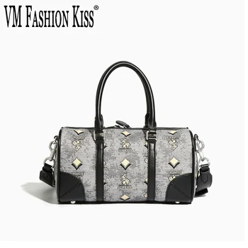 VM FASHION KISS 2023 Подушка с вышивкой кролика, женская сумка из хлопка и льна + кожаная сумка-мессенджер Классического дизайна, объектная съемка