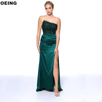 OEING Шикарные Зеленые вечерние платья с блестящим разрезом сбоку Вечернее платье Русалки длиной до пола для официальных мероприятий Vestidos De Noche 10