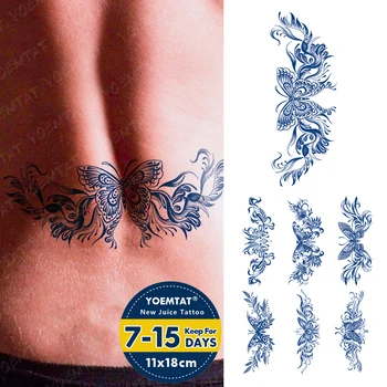 Полупостоянные наклейки с временной татуировкой в виде бабочки, цветка мотылька, стойкие татуировки, боди-арт, поддельная татуировка на спине, женщины, мужчины 15