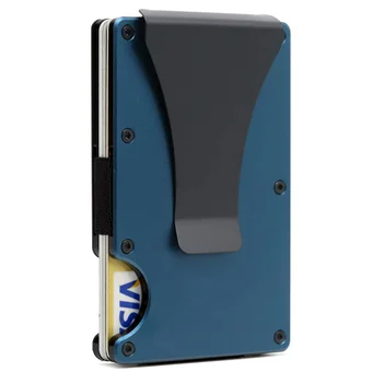 Мужской кошелек для кредитных карт из алюминиевого сплава, Новый минималистичный блокирующий Тонкий металлический держатель для карт, портативный зажим для защиты кредитных карт 13