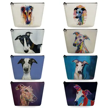 Персонализированная картина маслом с изображением борзой собаки, Женская косметичка, косметичка для путешествий, прочный органайзер, Дизайнерская сумка для туалетных принадлежностей. 25