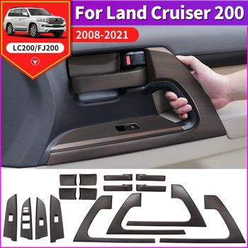 На 2008-2021 2020 Toyota Land Cruiser 200 Обновленные Аксессуары для интерьера Наклейки LC200 FJ200 Украшение дверей автомобиля из персикового дерева 24