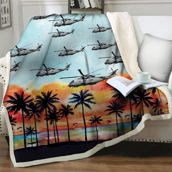 Пляжный пейзаж 3D Печать Флисовое Плюшевое покрывало для кроватей Диван Толстое Стеганое одеяло Модное покрывало Шерпа Одеяло Взрослые Дети 9