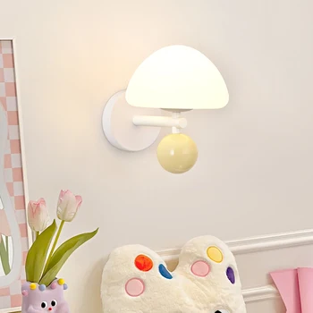 Настенные светильники Nordic Mushroom LED G9 Creative для детской комнаты Прикроватный настенный светильник для гостиной ТВ Фоновые атмосферные светильники 21