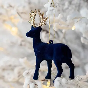 Подвесная имитация сверкающего оленя, белые декоративные рождественские украшения из лося, Маленькие рождественские украшения из блестящего оленя 17