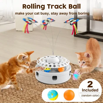 Интерактивная игрушка для помещений 3 в 1 с шариками, электронная электрическая кошка, головоломка с бабочками для автоматического отслеживания кошек 11