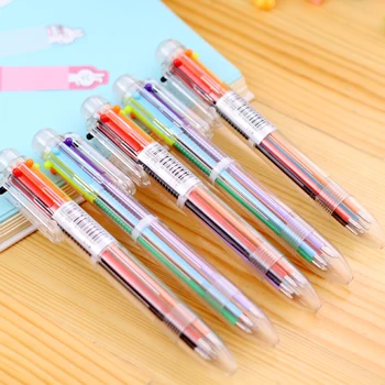 3 шт./лот, милая 6-цветная многоцветная шариковая ручка для школьных канцелярских принадлежностей, канцелярских принадлежностей и рисования 14