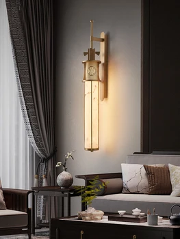 Новый Мраморный настенный светильник в китайском стиле, Вестибюль отеля, Проход, Светодиодные бра, дизайнерское освещение, Фоновый настенный светильник для гостиной на вилле 22