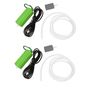 2X USB Мини-Аэрационный Насос Воздушный Насос Аквариумный Аэратор Ультра Тихий Мини-Аквариум Для Рыбалки Кислородный Насос -Зеленый 5