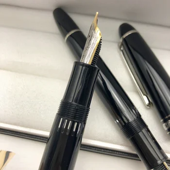 Роскошная перьевая ручка MB с поршневым наполнением # 149/145/163, черная каллиграфическая ручка Monte из смолы, позолоченный наконечник с серийным номером 19