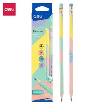 Школьные карандаши DELI PS ПЛАСТИКОВЫЕ, 1 коробка (12 шт.)  HB Cute Pencil Экологически чистые Карандаши для детских канцелярских принадлежностей EU54800 EU54900 19