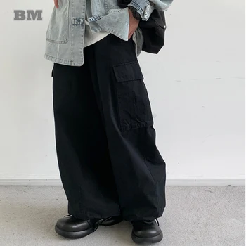 Японская уличная одежда, Черные Свободные брюки-карго для мужчин и женщин, Корейские брюки в стиле хип-хоп, оверсайз, модные Мешковатые брюки в стиле харадзюку, пара модных мешковатых брюк 13