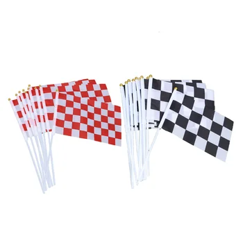 20шт клетчатых гоночных флагов с ручкой Мини Ручные флаги для гоночных автомобилей Принадлежности для украшения вечеринок на гоночных автомобилях Праздничные мероприятия 7