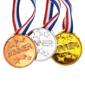 1 шт. Наградные медали, детские золотые пластиковые медали победителей, спортивная сумка для вечеринки, призовые игрушки, безопасный экологичный материал ABS 18