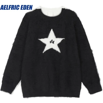 Эльфрик Эден Вязаный Лоскутный Пуловер Джемпер Harajuku Star Sweater Y2K Хип-Хоп Уличная Одежда 2023 Мужские Панк-Готические Свитера Трикотаж 14