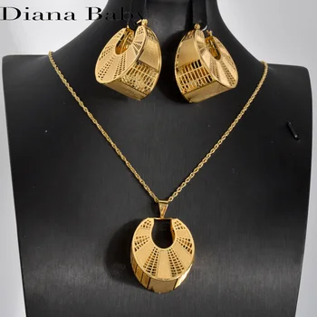 Набор Свадебных украшений Diana baby Bridal Из 18-каратного золота, ожерелье, Подвеска, серьги, роскошные украшения для вечеринок в Дубае, Бесплатная Доставка 5