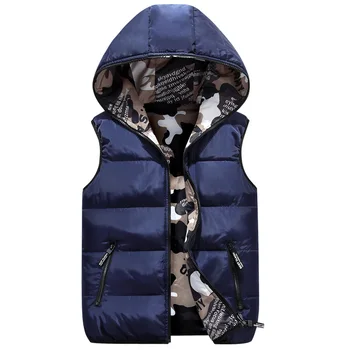 Демисезонный жилет для мальчика с капюшоном, теплая камуфляжная хлопковая верхняя одежда, детская куртка, детская одежда, пальто для мальчиков, рост 110-170 см 8