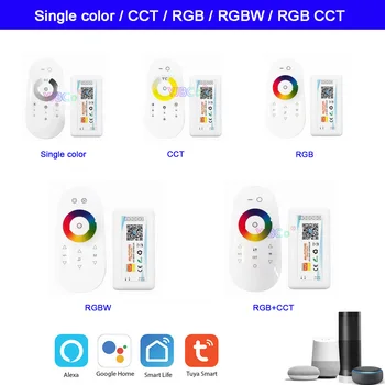 Tuya 2.4G Wifi Светодиодный контроллер Alexa Google Home Voice 5V-24V 12V Одноцветная/CCT/RGB/RGBW/RGBCCT Светодиодная лента с дистанционным переключателем яркости 21