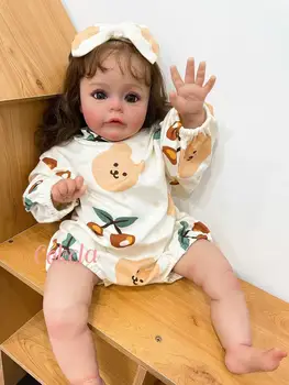 55 см имитация силиконовой куклы-младенца, цветная имитация пересадки волос ручной работы, детская игрушка для девочек 21