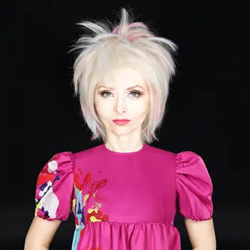 Miss U Hair Короткий прямой светлый парик с сине-розовыми прядями, подчеркивающий женский парик для вечеринки, Странный парик для костюма 14