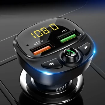 MP3-плеер Fm-передатчик Двойное зарядное устройство USB Автомобильный Bluetooth 5.0 Автомобильный адаптер быстрой зарядки Громкая связь 4