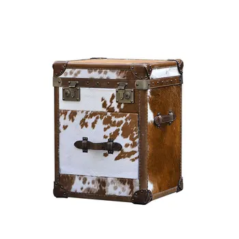 Американский чемодан из коровьей кожи, чайный столик, винтажный прикроватный столик в стиле Кантри, приставной столик из натуральной кожи, сигарный бар в отеле 4