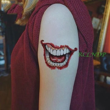 Водонепроницаемая временная татуировка Наклейка 3D Хэллоуин рот лезвие рука тату наклейки флэш-тату поддельные татуировки 7 20