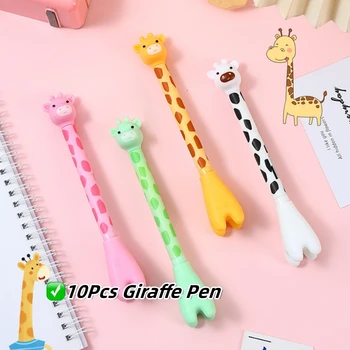 10 шт./лот, гелевая ручка Kawaii Standing Giraffe, 0,5 мм, черные чернила, ручки для письма, Милая мультяшная офисная ручка для подписи, детские школьные канцелярские принадлежности 21